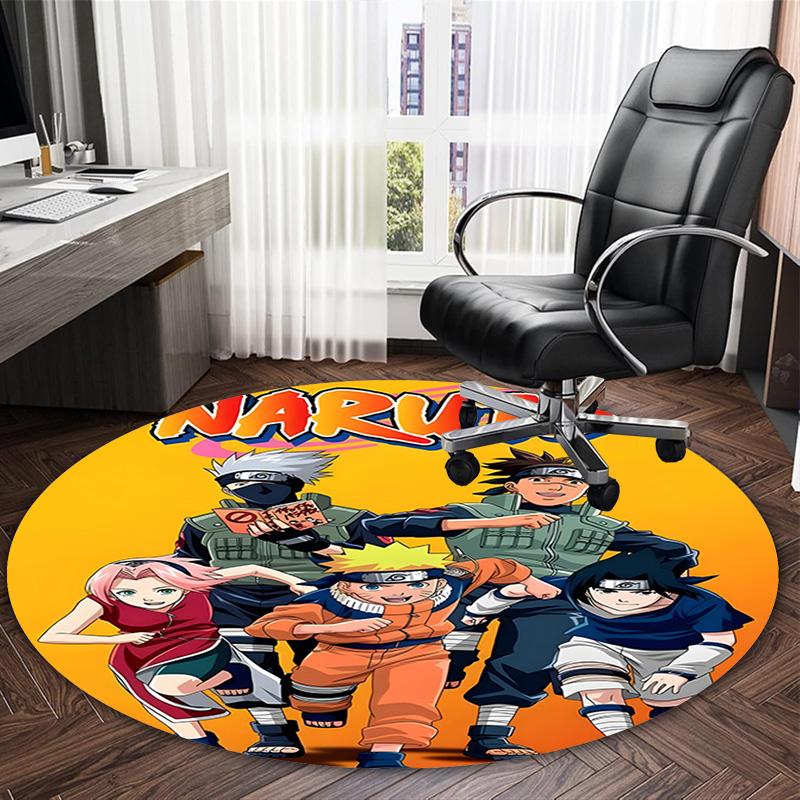 1 Stück NARUTO (3) Runder Teppich mit Aufdruck Stuhl Runder Teppich Geeignet für Schlafzimmer Wohnzimmer Heimdekoration Teppich
