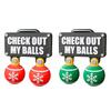 Funny Check Out My Balls Christmas Hitch Cover Novelty 3D Truck Trailer Hitch Cover Shaking Christmas Ball Decoration Gag Gifts for 2 X 2-inch Square