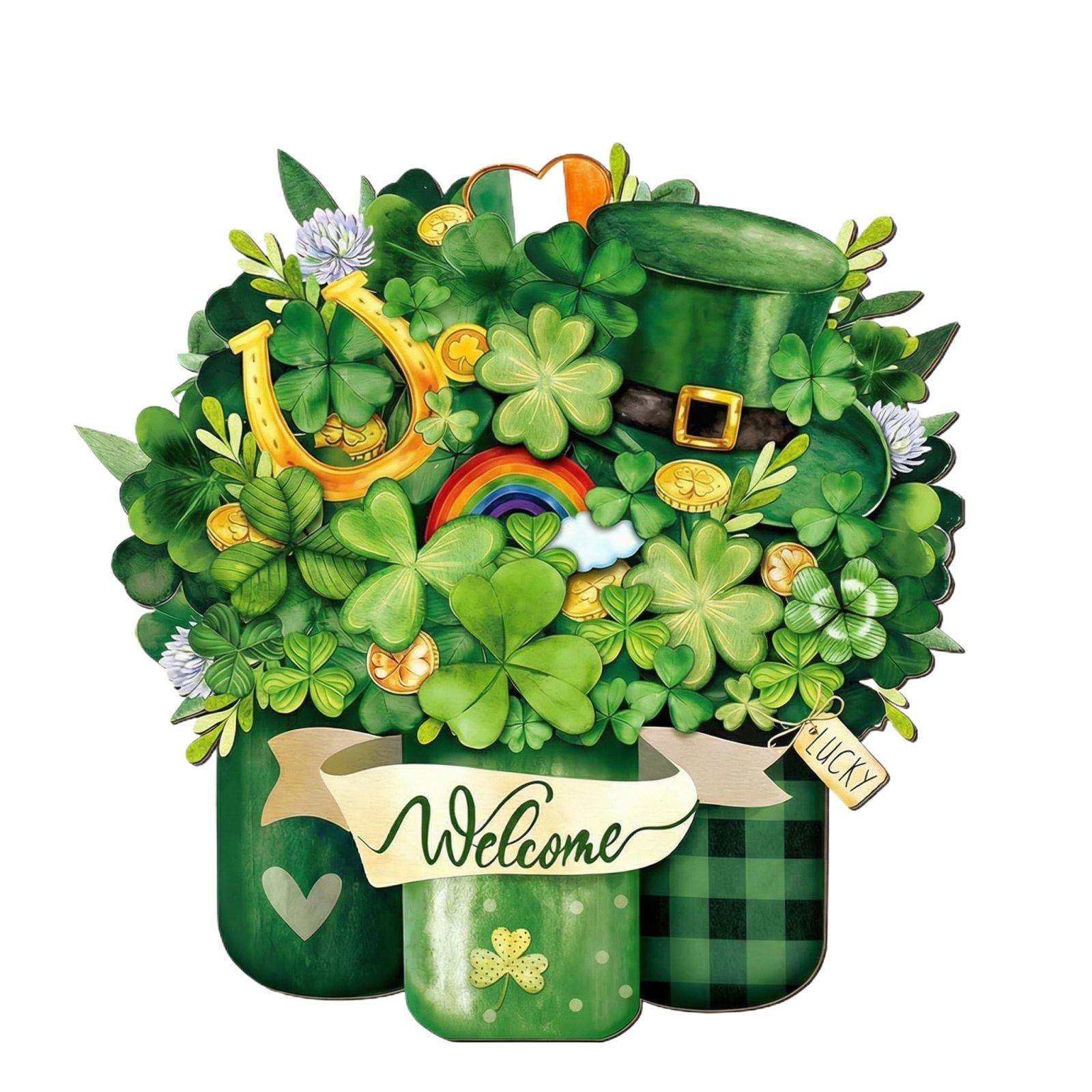 Foldable St Patrick s Day Door Decoration Wreath St Patricks Da One Size