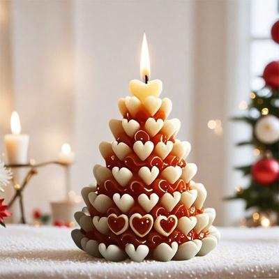 Heart-Shaped Christmas Tree Silicone Mold - Layered DIY Candle/Wax/Resin//Plaster Molds for Multi-Section Holiday Tree Making