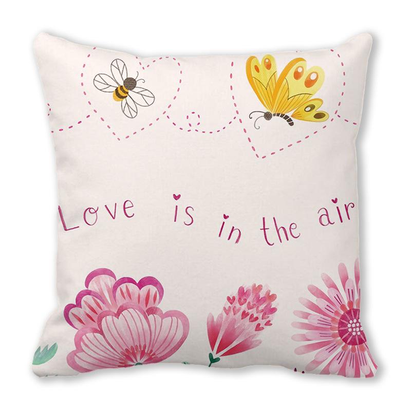 Happy Valentine's Day Theme Digital Printing Short Plush Pillow Covers for Car Sofa Office Cushion Cover Home Goods 60x60cm