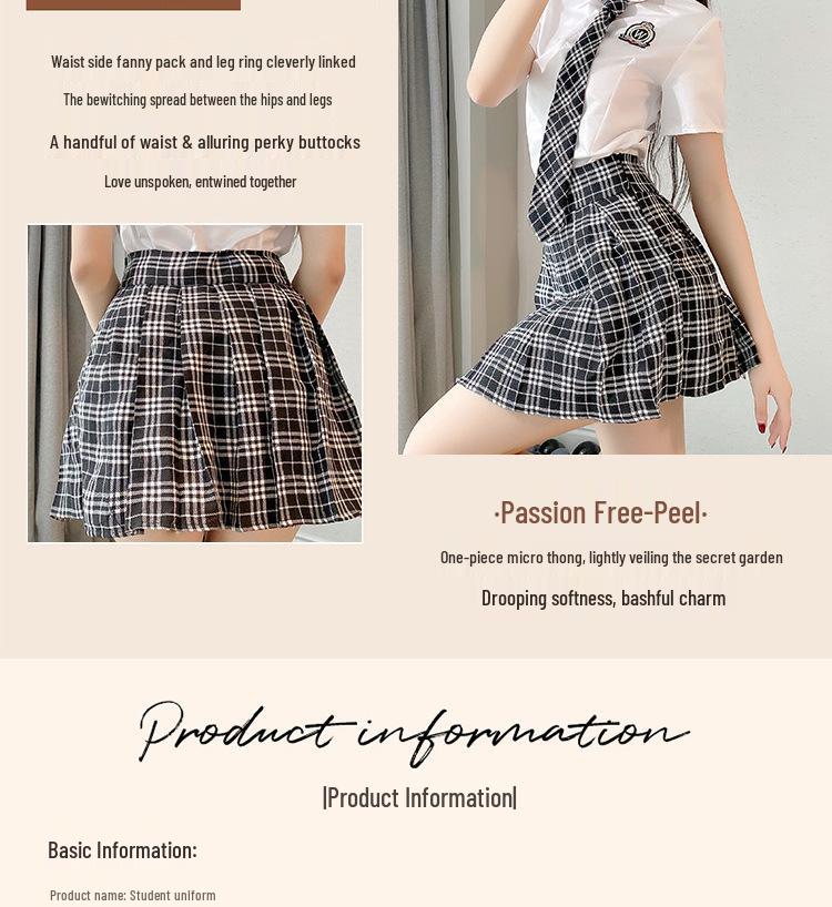Seductive Schoolgirl Plaid Lingerie Set - Two-Piece Japanese Korean Role Play Outfit