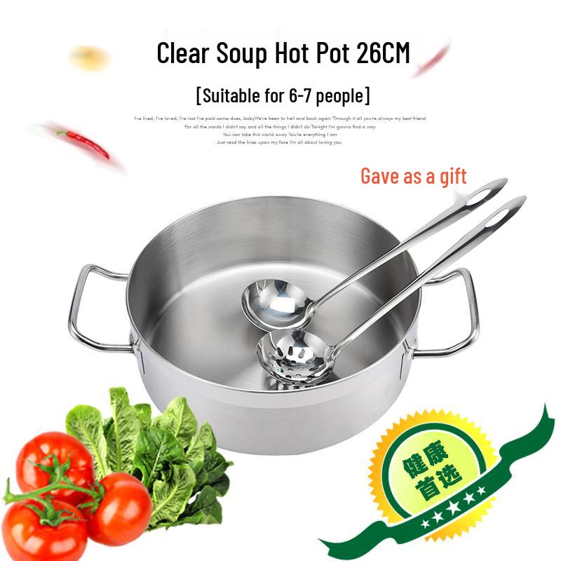 304 Stainless Steel Non-stick Soup Pot with Thickened Composite Bottom for Induction Cookers, Double Handles, Universal Hot Pot for Household Use.