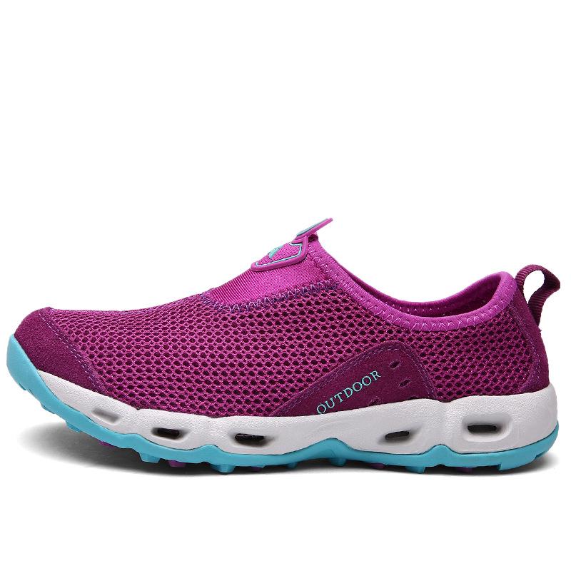 Breathable mesh creek walking shoes women's outdoor non-slip wading hiking shoes men's casual sports shoes couple one pedal