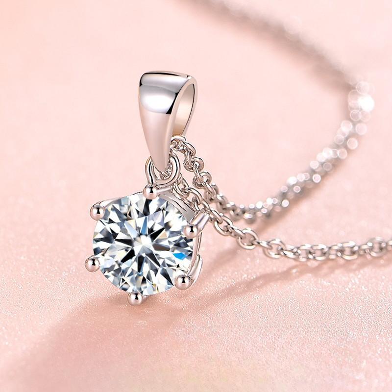 Colier cu șase gheare cu diamante pentru femeie, argint 925, lanț pentru claviculă, cuplu, 520, confesiune, 1 carat.