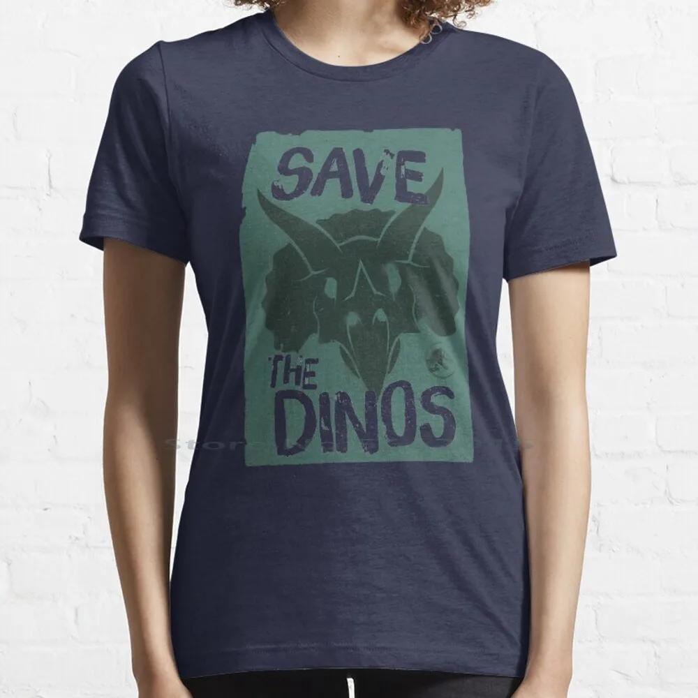 Worlldd Save The Dinos Distressed Poster T Shirt 100% Cotton Fifthsuntshirt 2020fifthsun Triceratops Save Dinos Distressed Short