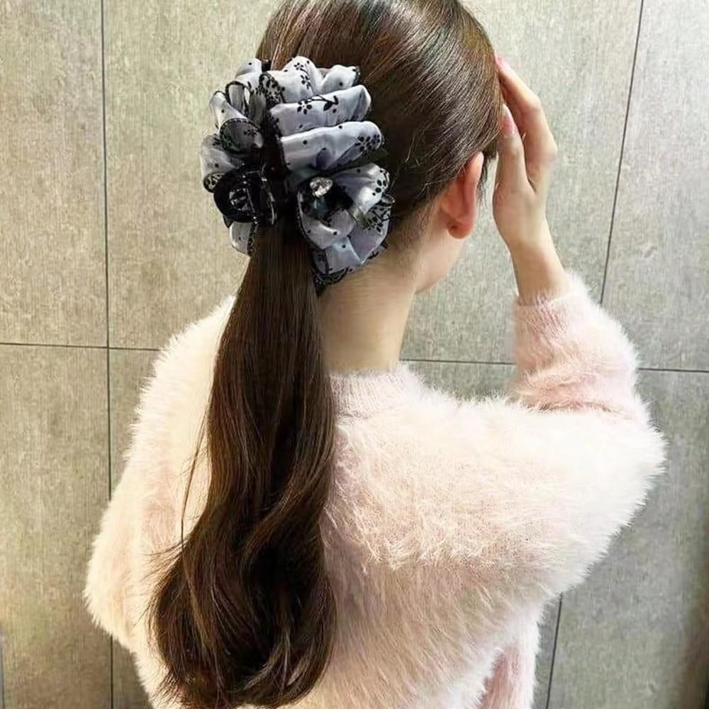 Rhinestone Heart Bubble Grip Clip Embellishment Fluffy Hair Claw Fashion Women's Hair Clip