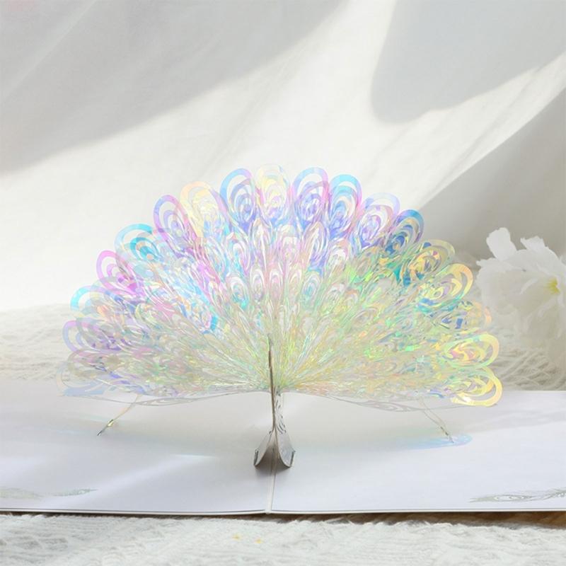 Pop Up Peacock Card with Envelope Small Card Festival Invitation Greeting Memorial Card Birthday Teacher Supplies