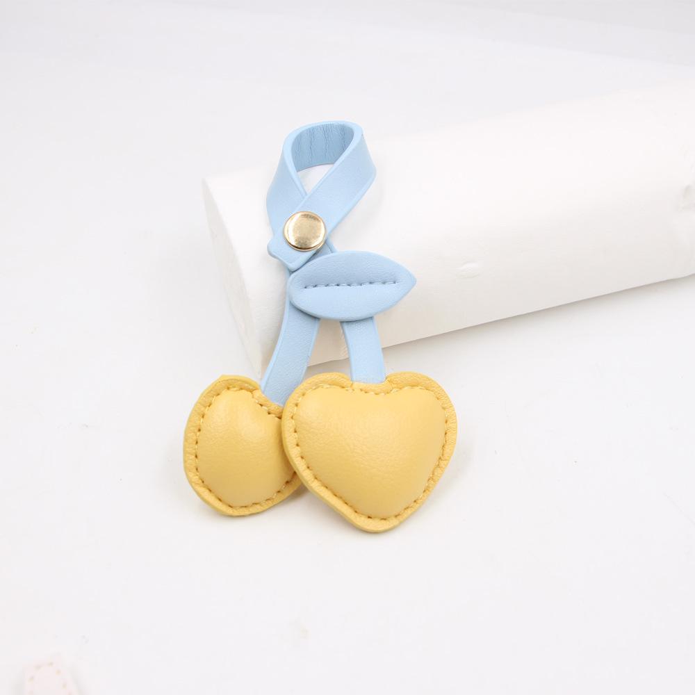 European & American Pastoral Cherry Leather Bag with Retro Keychain Pendant