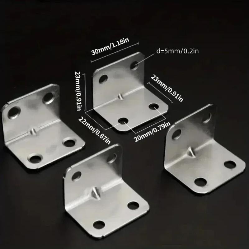 Stainless Steel L-Shaped Corner Code 90 Degree Laminated Furniture Plate Hardware Right Angle Bracket Cabinets Small Connectors
