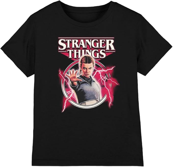 Stranger Things Stranger Things Eleven Lightning Poster Unisex Kids T-Shirt Black 100