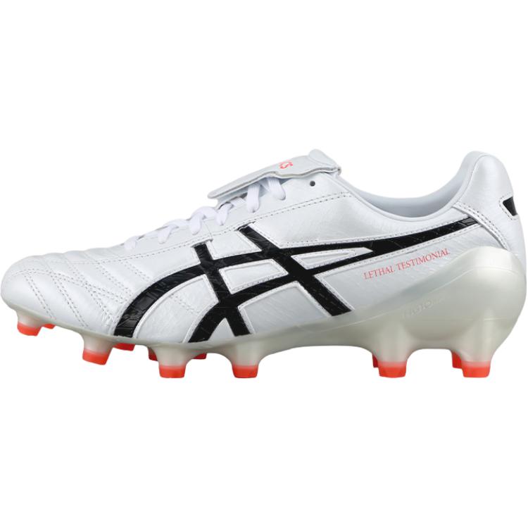Asics Lethal Testimonial 4 Comfortable Trendy HG (Rubber Short Studs) Artificial Turf Durable Soccer Shoes Men Soccer Shoes White 1101A053106