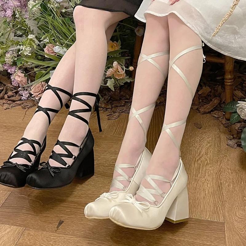 Fashion Chunky Heels Lolita Pumps Shoes Women 9cm Heel Mary Janes Shoes Spring Summer Autumn Fashion Comfy Women Dancing Shoes Pumps