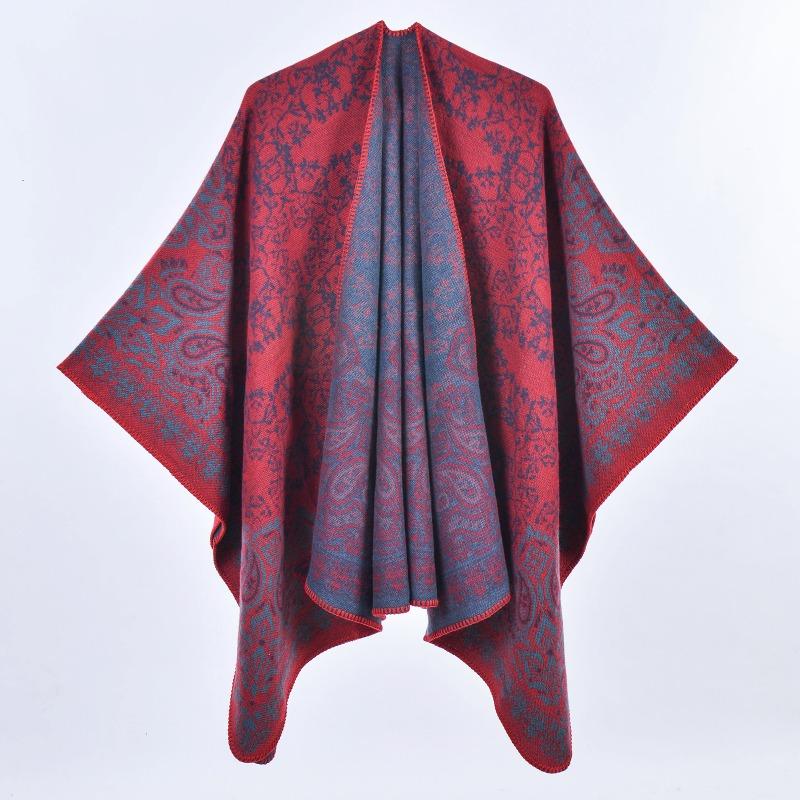 New Retro Cashew Flower Large Shawl Autumn and Winter Women's Imitation Cashmere Thickened Warm Scarf Cape