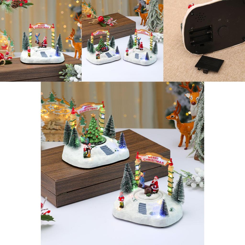 Harz-Drehwippen-Spieluhr Schneeszene Mit Weihnachtsdekoration Für Feiertagsgeschenke Und Schmuckpräsentation