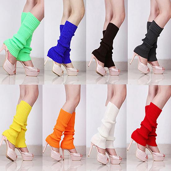 1Pair Women Winter Warm Vertical Stripes Solid Candy Colors Leg Warmers Knitting Socks for Home