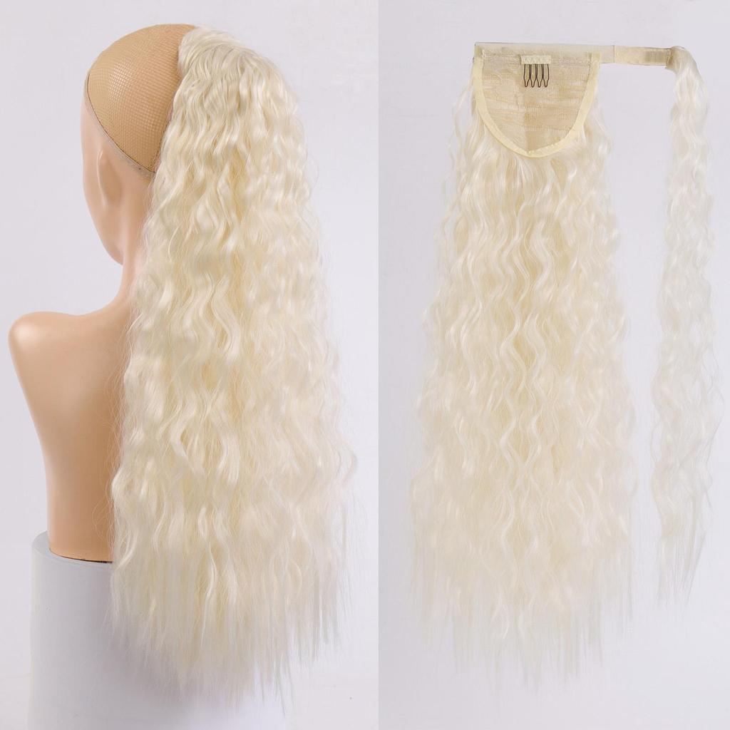 Coada de cal cu velcro, lung și ondulat, sintetică, cu clemă în coadă de păr, păr fals, coadă de cal, cu agrafe, extensie de păr