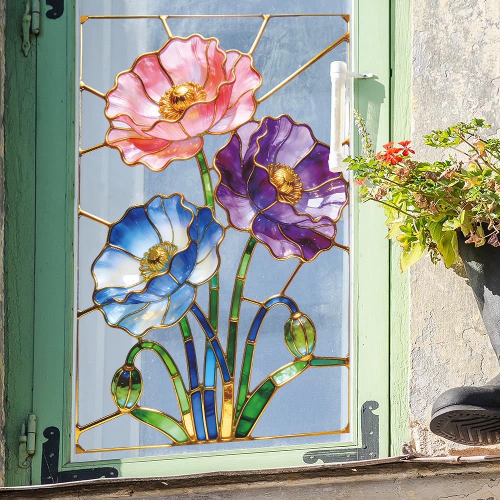 Kreative Simulierte Reliefblumen Außenbalkon Glasfenster Heimdekoration und Verschönerung Fensteraufkleber