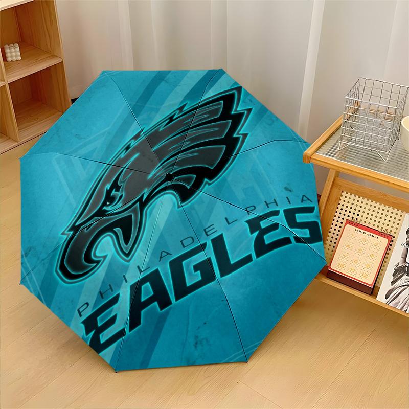 Philadelphia Eagles Print Auto 8?Ribs Folding Umbrella Wind Resistant Lightweight Automatic Umbrella For Daily Travel