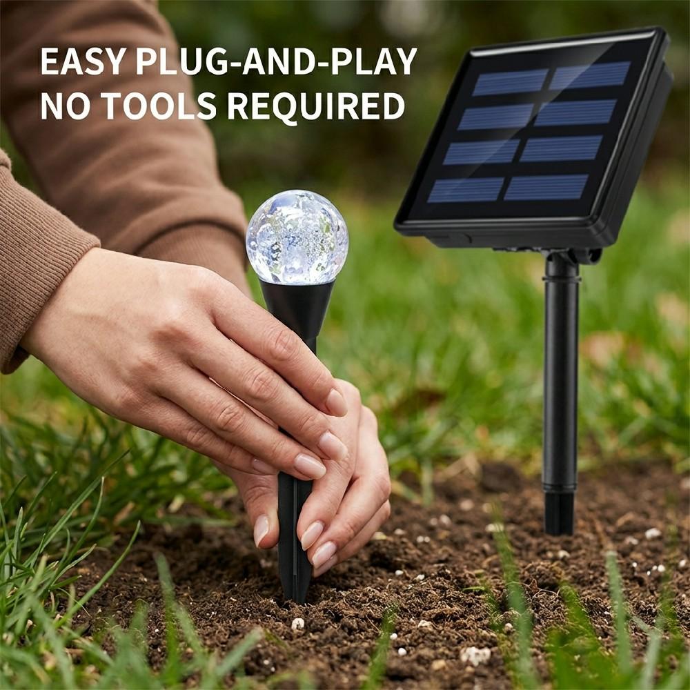 30/20/15 LED Solar Ground Plug Light, Crystal Ball Light, Atmosphere Light, Waterproof Path Light, Outdoor Courtyard Decoration