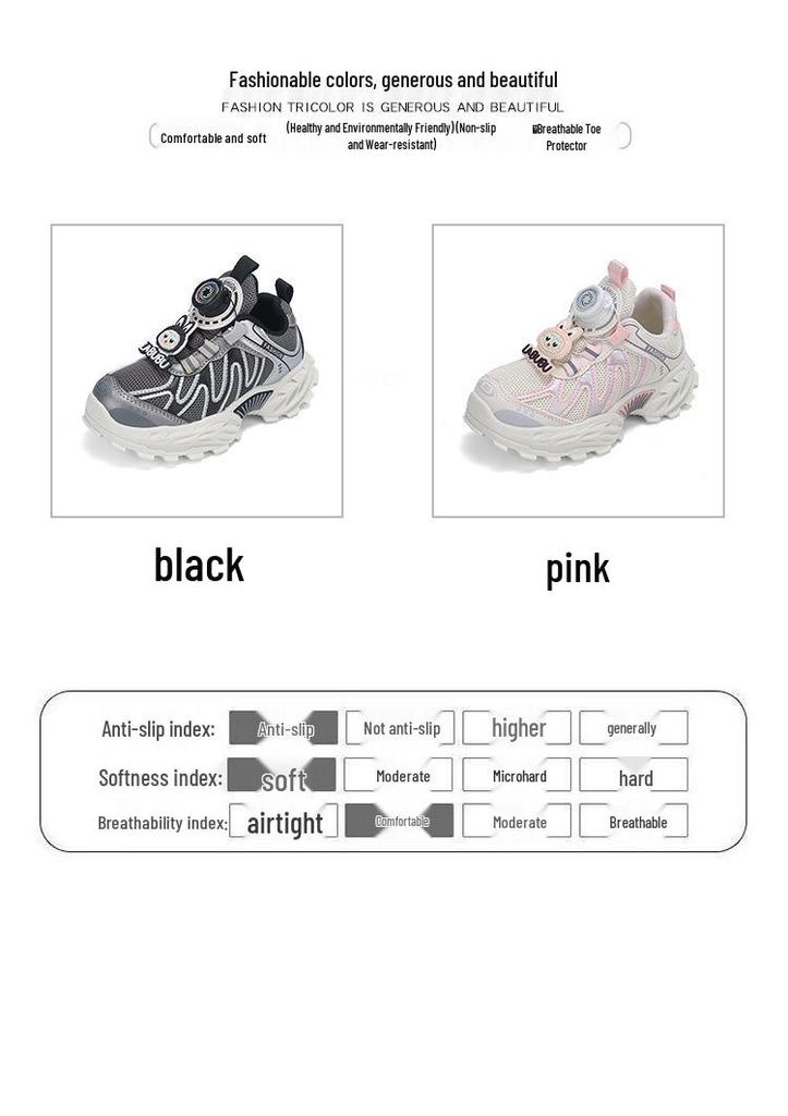 Children's 2026 Spring Sports Shoes: Versatile Mesh Running Shoes with Rotating Buckle for Boys and Girls