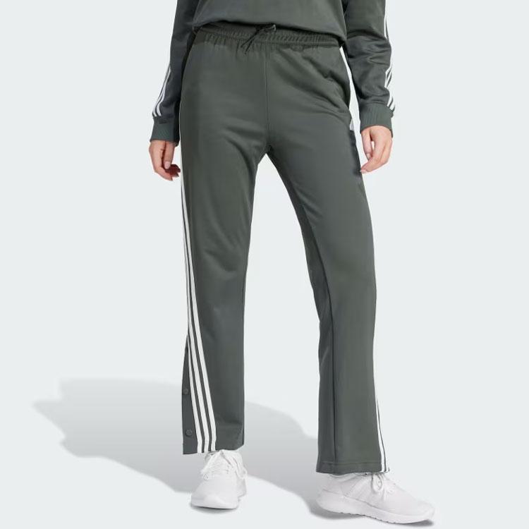 Adidas Vintage Mid-Rise Striped Straight Leg Knit Sports Pants Women Pants Green IS0871