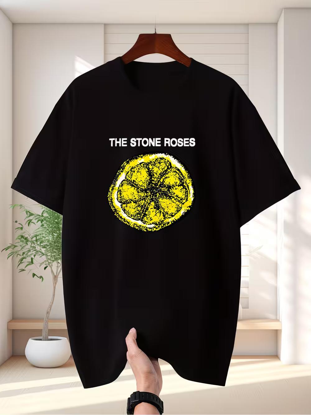 

Stone Roses Band Logo & Lemon Slice T-Shirt - Unisex Casual Short Sleeve Tee with Iconic Logo Print S