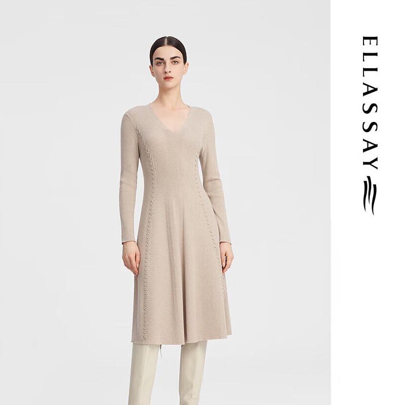 

ELLASSAY Fall Merino Wool Waist-Cinching Knit Dress M