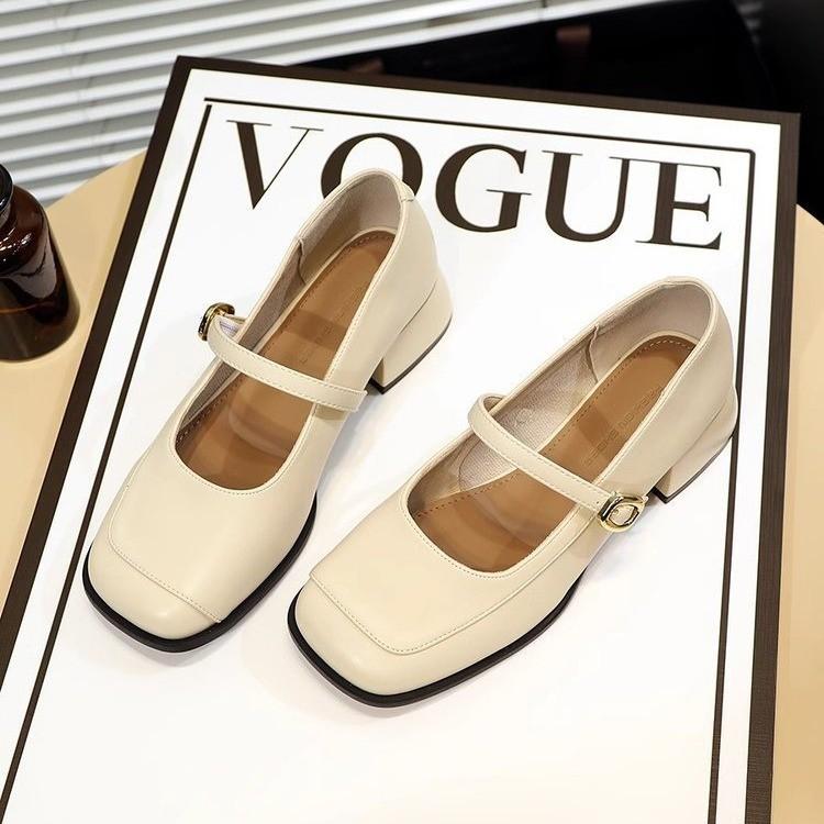 Thick heel small leather shoes retro style square head word with Mary Jane shoes women's summer new women's single shoes
