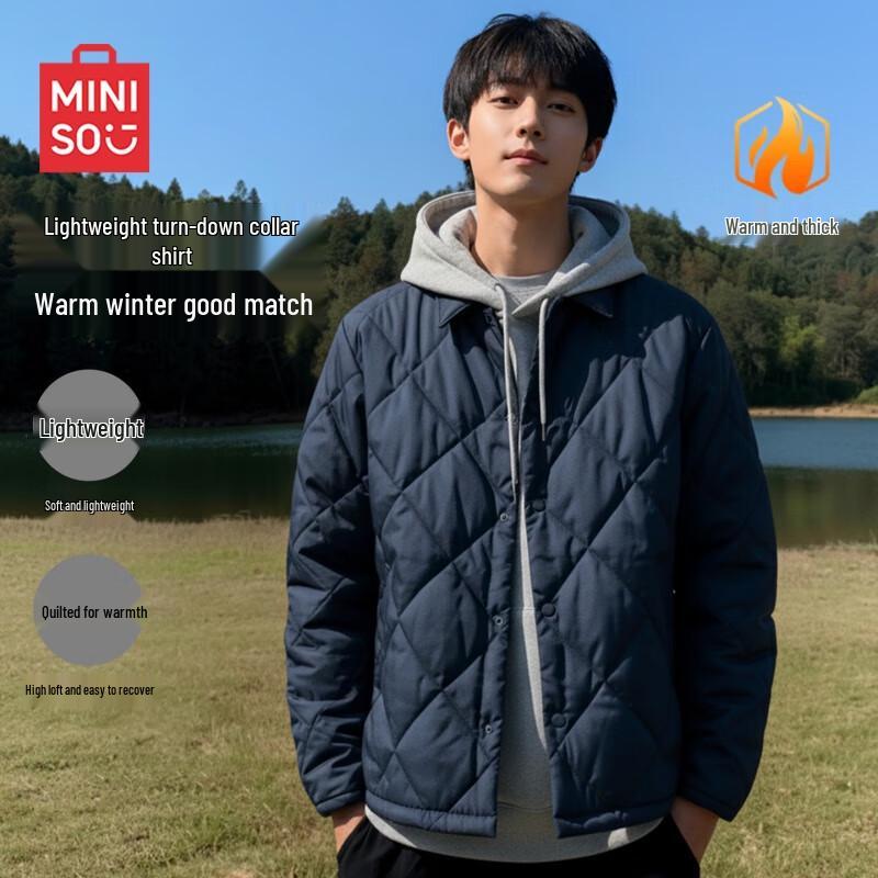 

MINISO Men s Retro Padded Lapel Winter Jacket 2XL