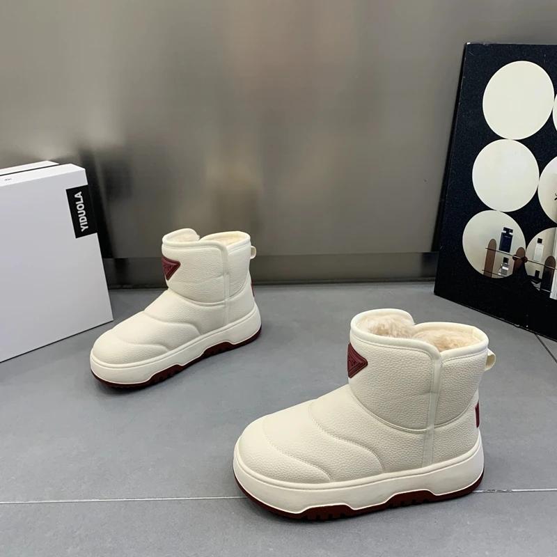 Women's Shoes 2024 Fashion Slip-on Women's Boots Hot Sale Round Toe Daily Boots Women Winter Plus Velvet Keep Warm Snow Boots