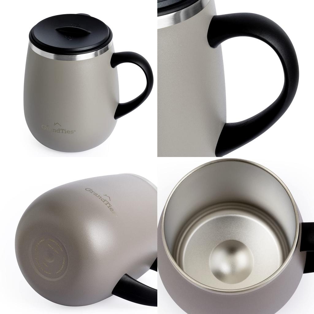 GRANDTIES Premium Vacuum Insulated 19 Easy Sliding Stainless Double Wall Vacuum Insulated Popular In the Office Mug, Colors, 460ml, Open/Close Lid,
