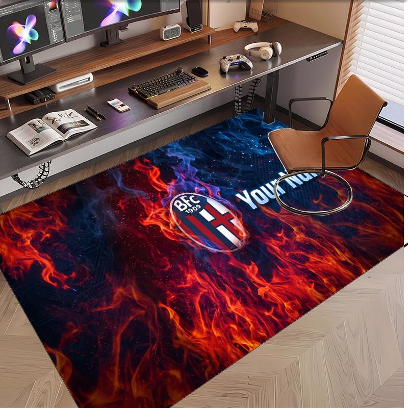 Personalized Crystal Velvet Carpet Bologna FC Pattern Non Slip Floor Rug