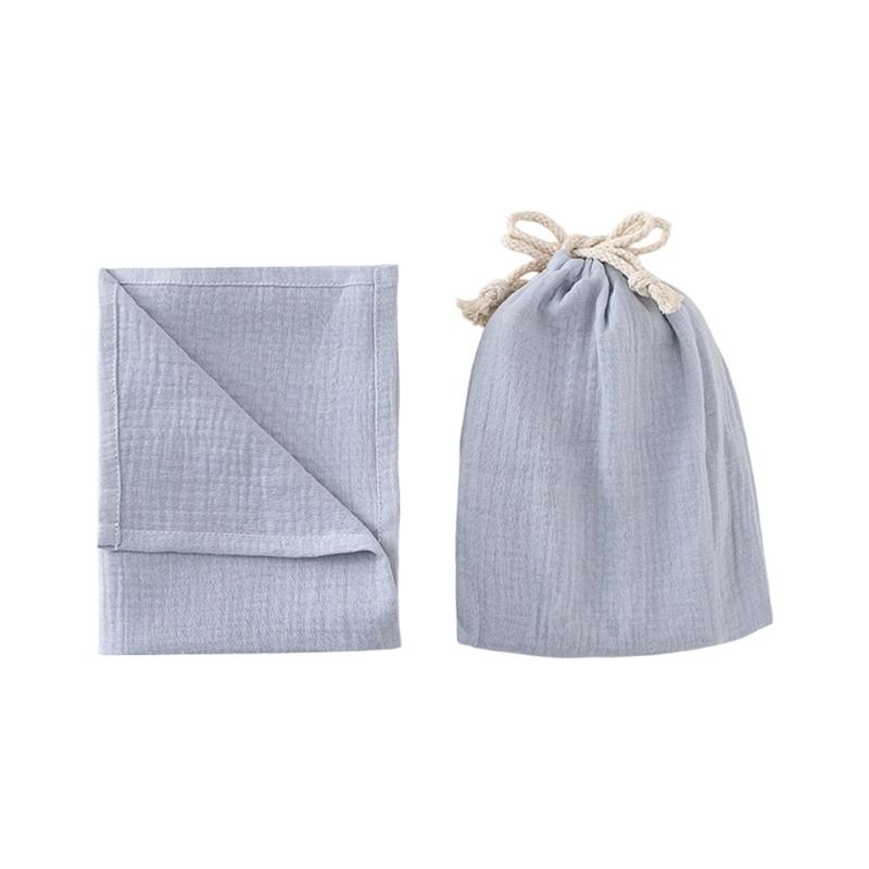 

2pcs/set Gentle Soft Cotton Infant Bath Towel Soothing Cloth Wrap With Portable Storage Organizer Bag