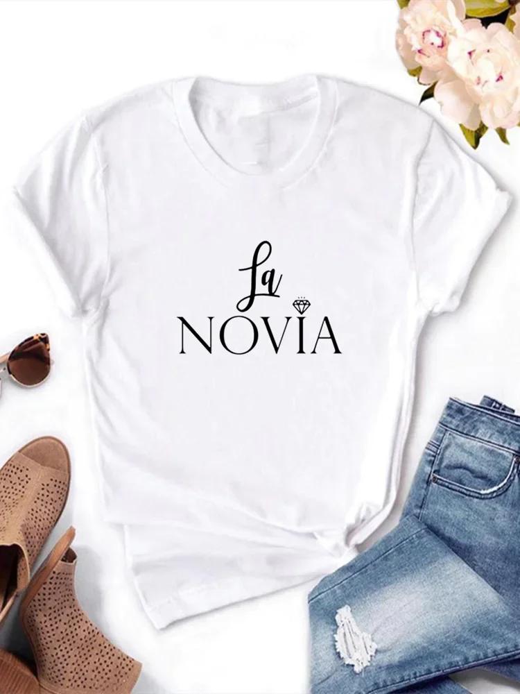 2023 Women La Novia Spain Inscriptions Team Bride Femme Wedding Shower T-Shirt Girl Bachelorette Hen Party T Shirts Unisex