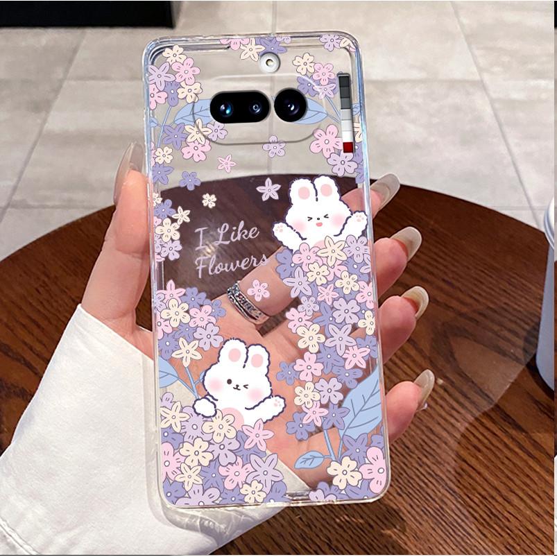 For Nothing Phone 4a 5G Case Clear Luxury Cute Love Rabbit Funny Pattern TPU Soft Silicone Back Cover For Nothing 4A 4 A Casing