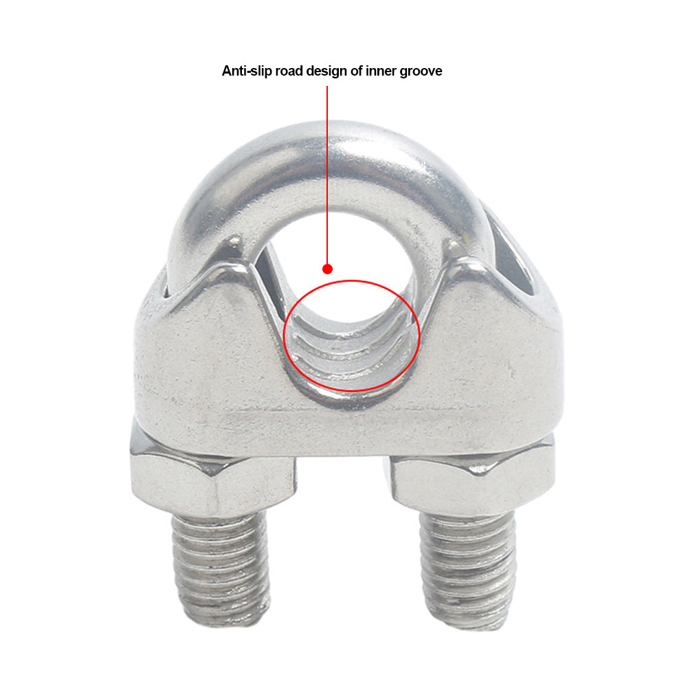304 Stainless Steel U-type Clamp Wire Clips M2/3/4/5/6/8/10/12/14/16/18mm Rope Clip Bolts Rigging Hardware Clamps Rope Sleeve