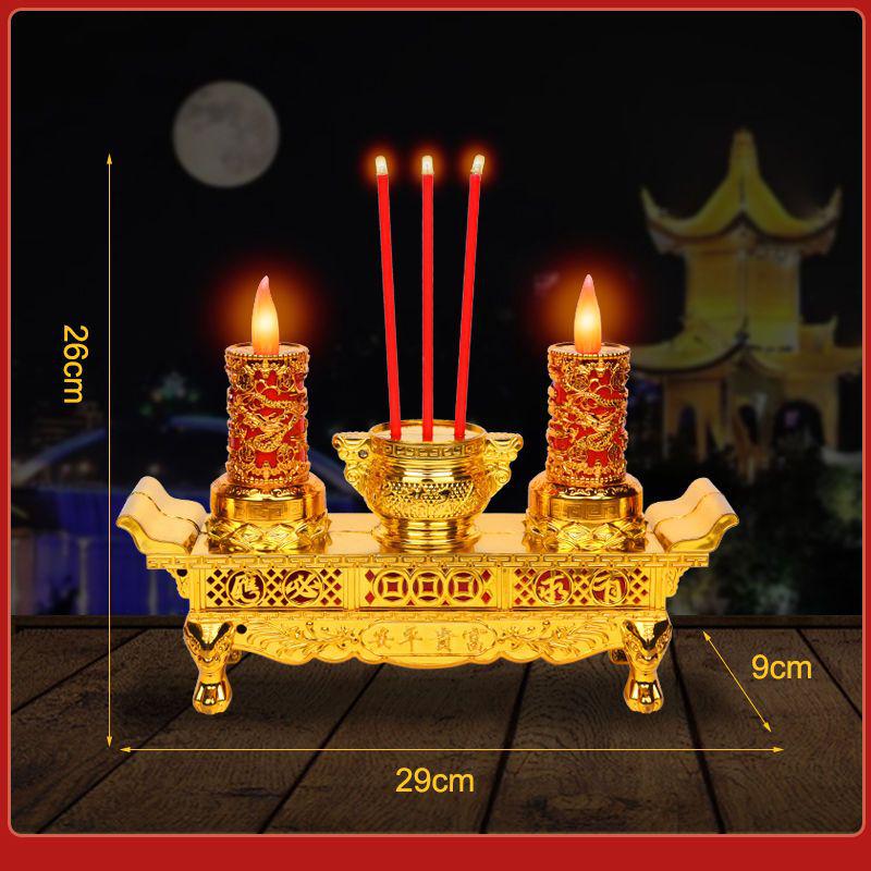 Dual-Use LED Incense & Candle Holder for Ancestor Worship (Battery-Free)