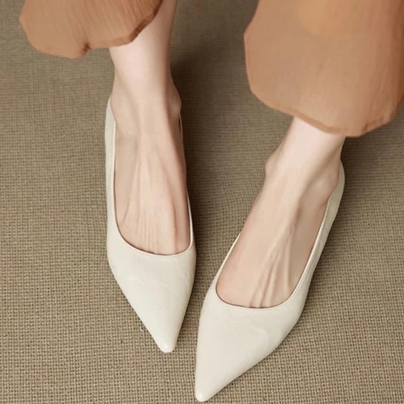 Spitze Zehen Damen Mittelhohe Absätze Schuhe Flache Sexy Schuhe Kleid Luxus Damen Pumps 2025 Herbst Designer Elegant Damen Schuhe