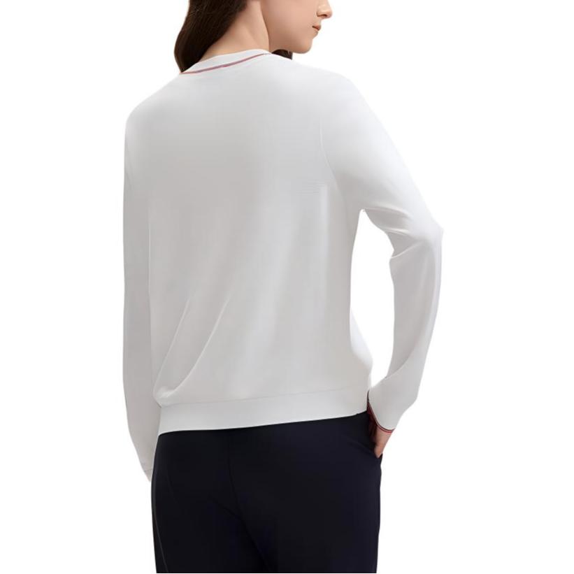 Fila Fashion Casual Simple Basic V-Neck Cardigan Knitwear Women Tops Steam-White F11W431405F-IV