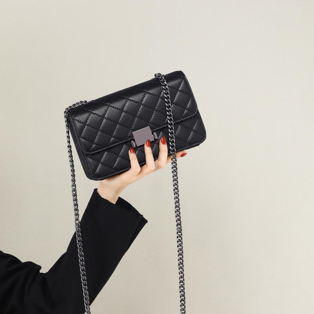 Bag Women'S Leather Women'S Bag Rhombus Chain Bag Temperament Advanced Sense Crossbody Small Square Bag
