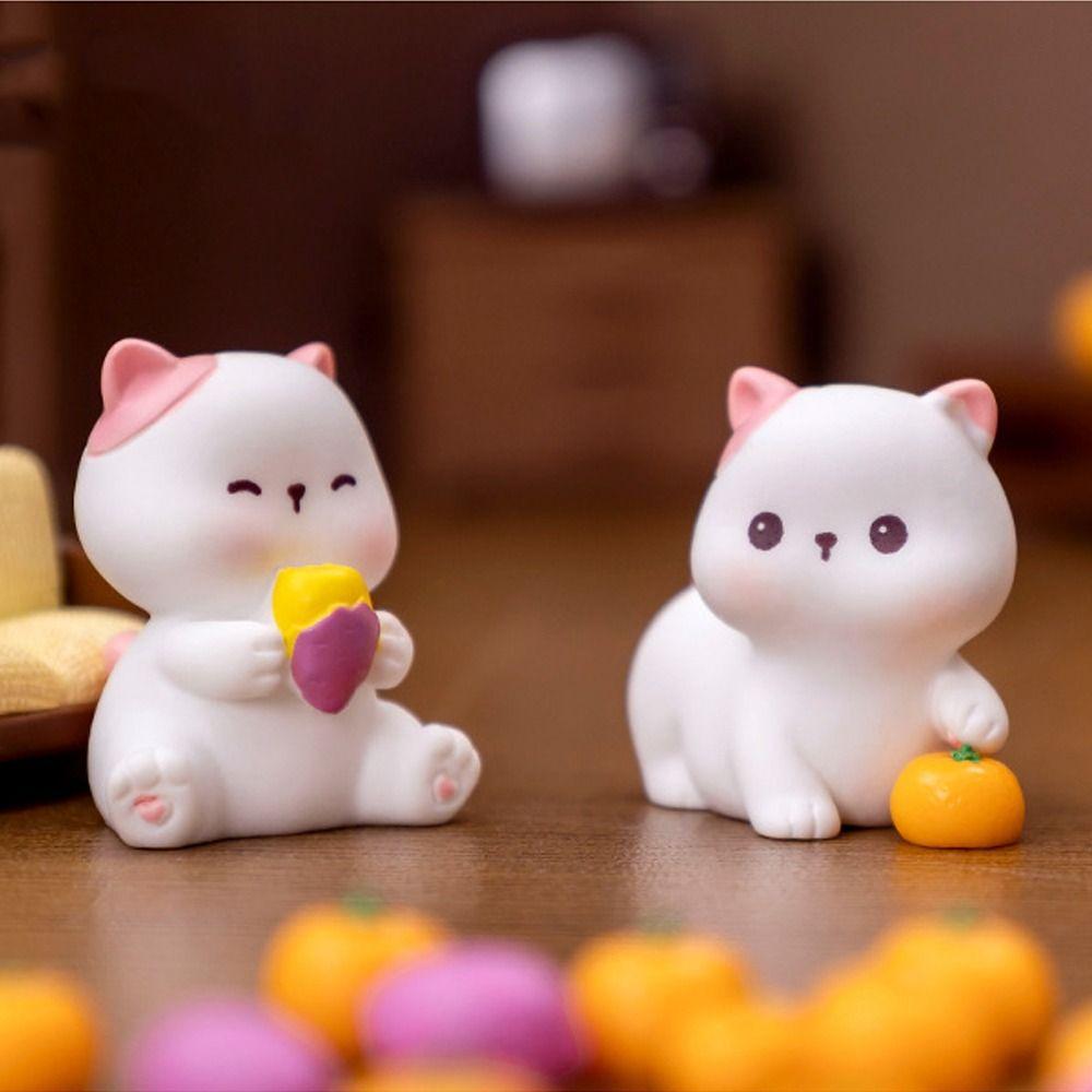 Cute Mini Cat Ornament Cartoon Kitten Statue Cat Figurines Miniatures  Fairy Garden Decorations