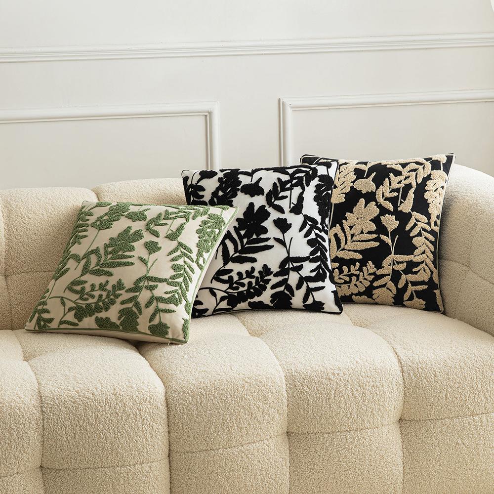 French Three-Dimensional Embroidered Pillow Cover Lamp Luxury High-End Bedside Pillow Square Tufted Living Room Sofa Cushion Cover