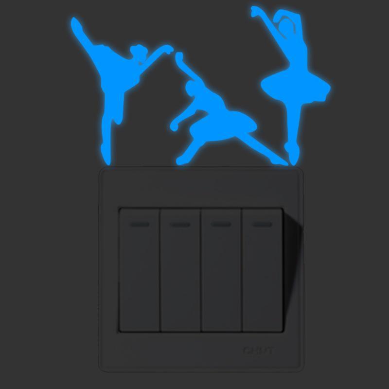 Luminous Five-Pointed Star Wall Stickers for Bedroom and Living Room, Creative Fluorescent Switch Animal Decals.