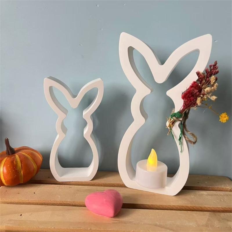 Easter Hare Silicone Candle Molds Heat Resistant for Epoxy Resin Making Candle Soap Tealight Stand Festival Decoration