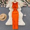 European and American Ins Women's Clothing Summer New Sexy Kinks Show Heart Machine Hollow Fashion Two Wear Knitted Dress