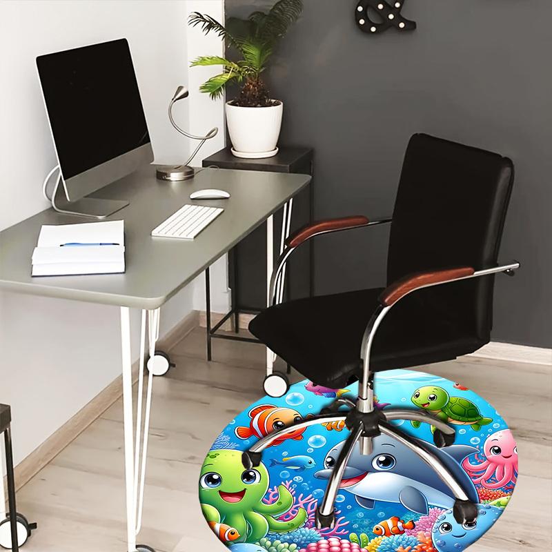 

1pc Office Carpet Chair Mats Ocean Friends Roundel Perfect for Decorating Office Chairs, Living Rooms, Or Bedrooms.YDT225 80cm by 80cm