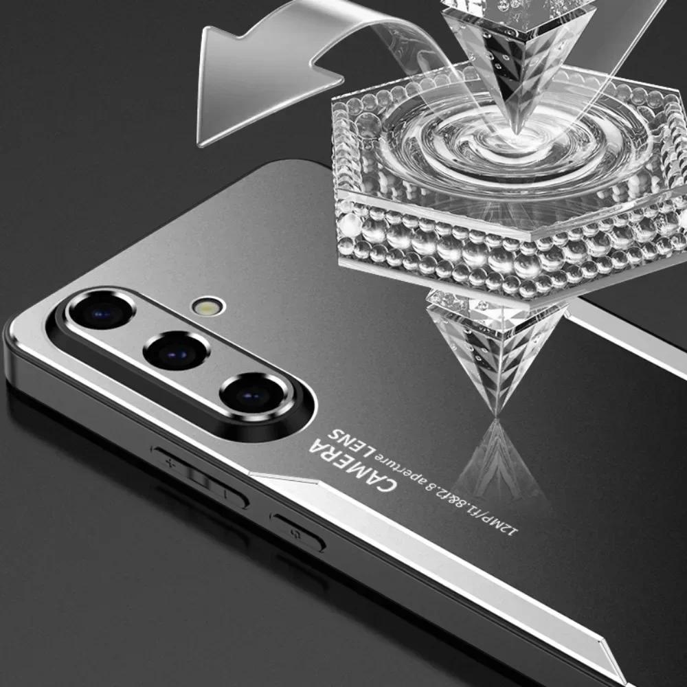 Custodia Ghiacciata in Metallo Alluminio Protettiva per Obiettivo per Samsung Galaxy A55 A35 A25 A15 A05 A05S A53 A52 A52S A51 4G 5G Copertura Rigida Anti-Ghiaccio