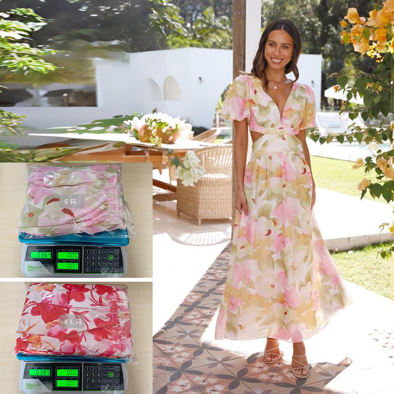 European & American Independent Station 2026 Spring/Summer New Fresh and Elegant Floral Large Swing Backless Design Dress S