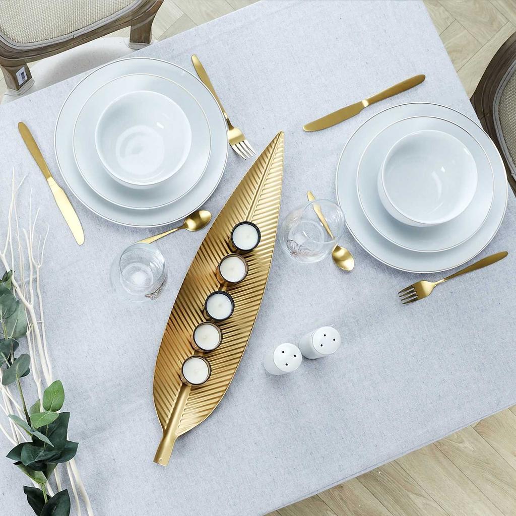 Pearl Gold Deep Porcelain Plate 21 White